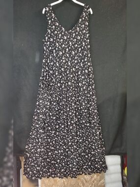 torrid Black Floral Tiered Maxi Dress with Pink Accents